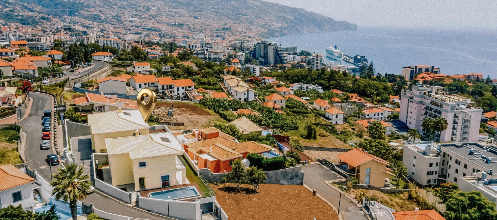 Vista aérea da localização da Maison Infini no Funchal